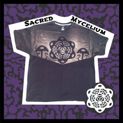 Bleach-Dye T-Shirt Sacred Mycelium Logo