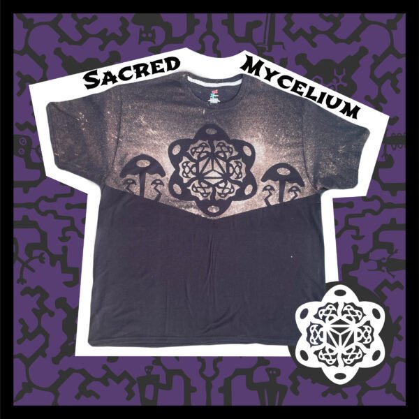 Bleach-Dye T-Shirt Sacred Mycelium Logo